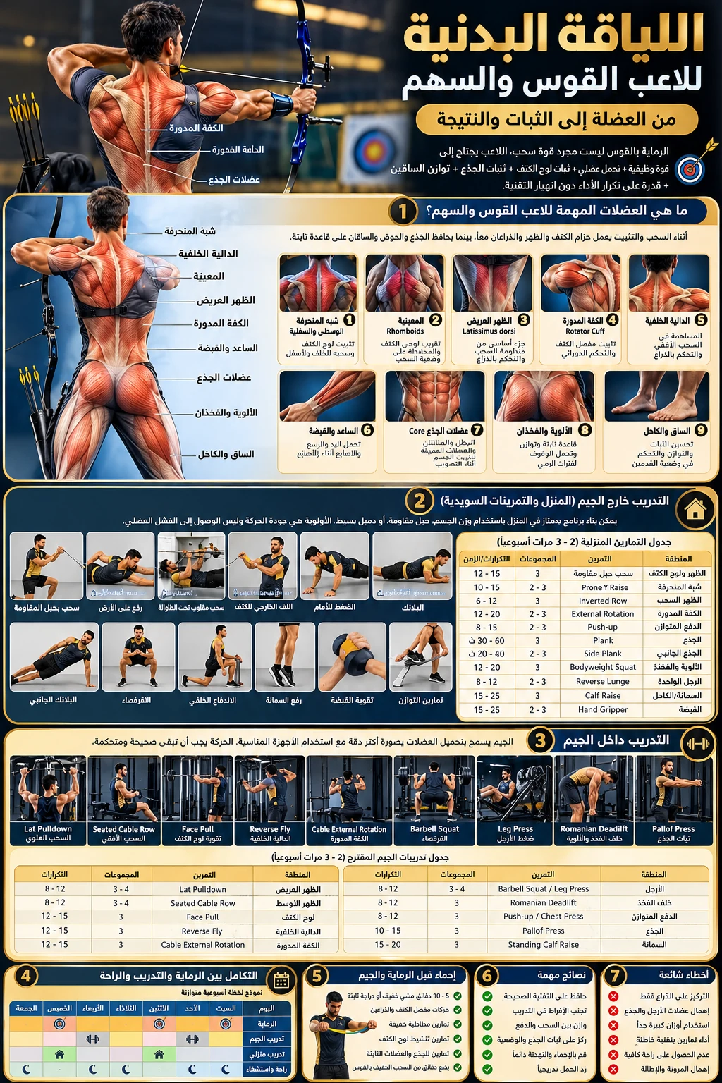 دليل اللياقة البدنية للاعب القوس والسهم