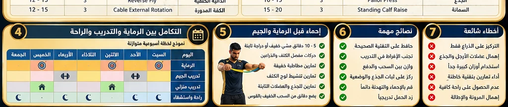 التكامل الأسبوعي بين الرماية والجيم والراحة